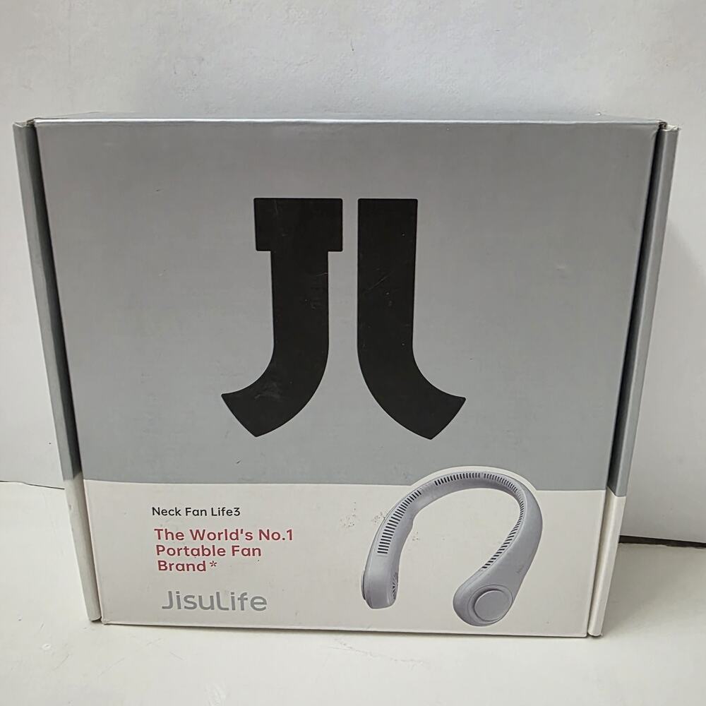 Jisulife Life3 Grey Portable Neck Fan - Cooling & Ventilation w/ USB cord